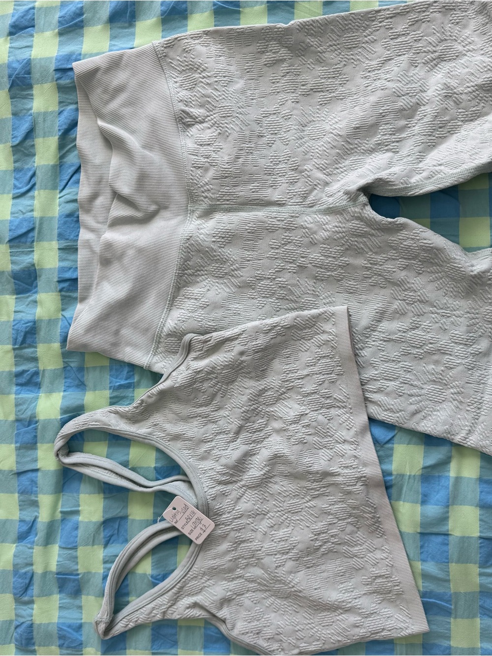 aerie Light Gray Textured Athletic Shorts & Crop Tank Set